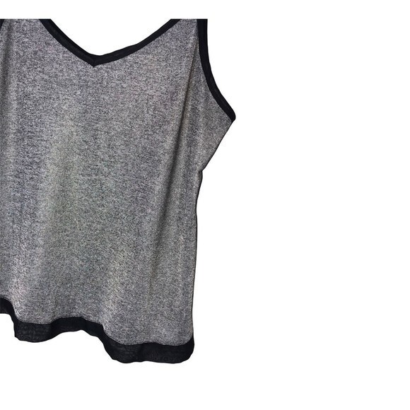 Self Esteem V-neck Gray / Black Mesh Detail Flowy Blouse - Picture 2 of 4